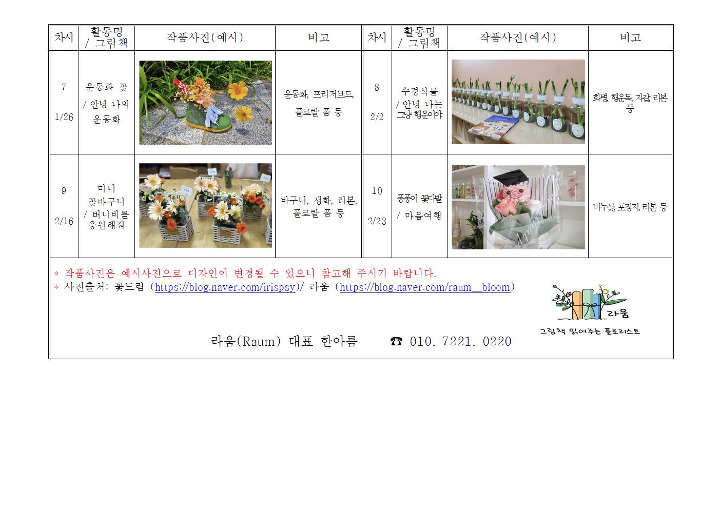 그림책과 함께하는 원예활동,북앤플라워 2차 (16-18년생) 혼자반